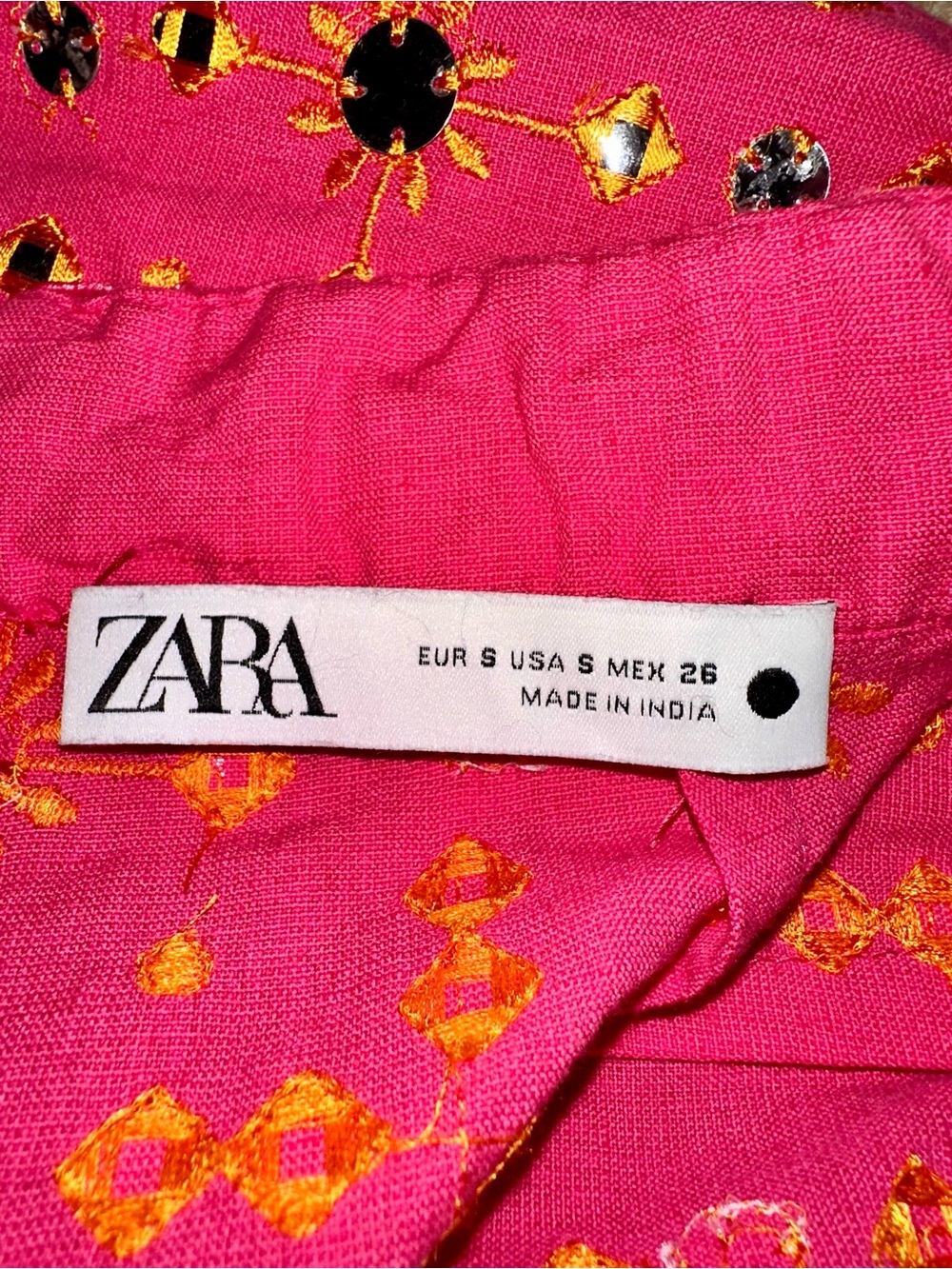 Zara Bright Pink Embellished Women’s Shorts with Silver Mirror Accents - Picture 6 of 8